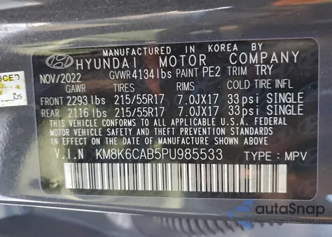 2023 Hyundai Kona Sel z USA, uszkodzony, nr VIN KM8K6CAB5PU985533